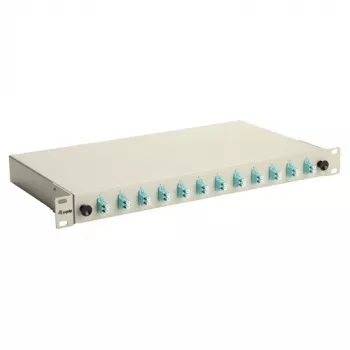 Equip Scatola di giunzione in fibra ottica 12 porte, LC duplex, OM3, 1U, equipaggiata, grigio
