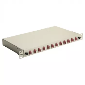 Equip scatola di giunzione in fibra ottica 12 porte, LC duplex, OM4, 1U, equipaggiata, grigio
