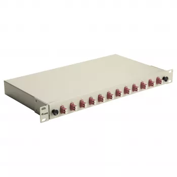 Equip scatola di giunzione in fibra ottica 12 porte, LC duplex, OM4, 1U, equipaggiata, grigio