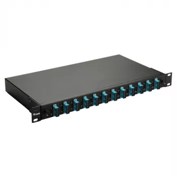 Equip Cassetta di giunzione in fibra ottica 12 porte, SC duplex, OM3, 1U, equipaggiata, nero
