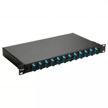 Equip Cassetta di giunzione in fibra ottica 12 porte, SC duplex, OM3, 1U, equipaggiata, nero
