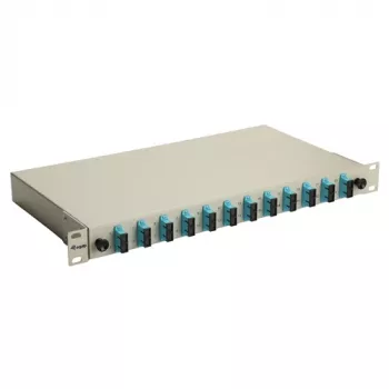 Equip Cassetta di giunzione in fibra ottica 12 porte, SC duplex, OM3, 1U rackmount, equipaggiata, grigio