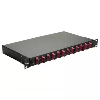 Equip Cassetta di giunzione in fibra ottica 12 porte, SC duplex, OM4, 1U, preassemblata, nera