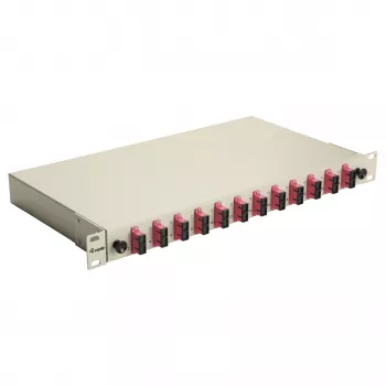 Equip Scatola di giunzione in fibra ottica 12 porte SC duplex OM4, 1U, completamente equipaggiata, grigio