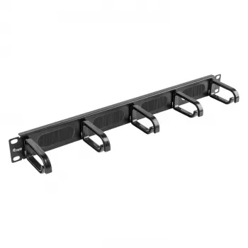 Equip pannello di gestione cavi 19 pollici, 5 anelli in plastica, acciaio, 1U, nero (RAL 9005)