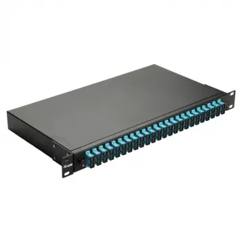 EQUIP scatola di giunzione in fibra ottica 24 porte, LC Duplex, OM3, 1U, equipaggiata, nero