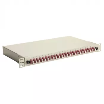 Equip scatola di giunzione in fibra ottica 24 porte, LC Duplex, OM4, 1U, preassemblata, grigio