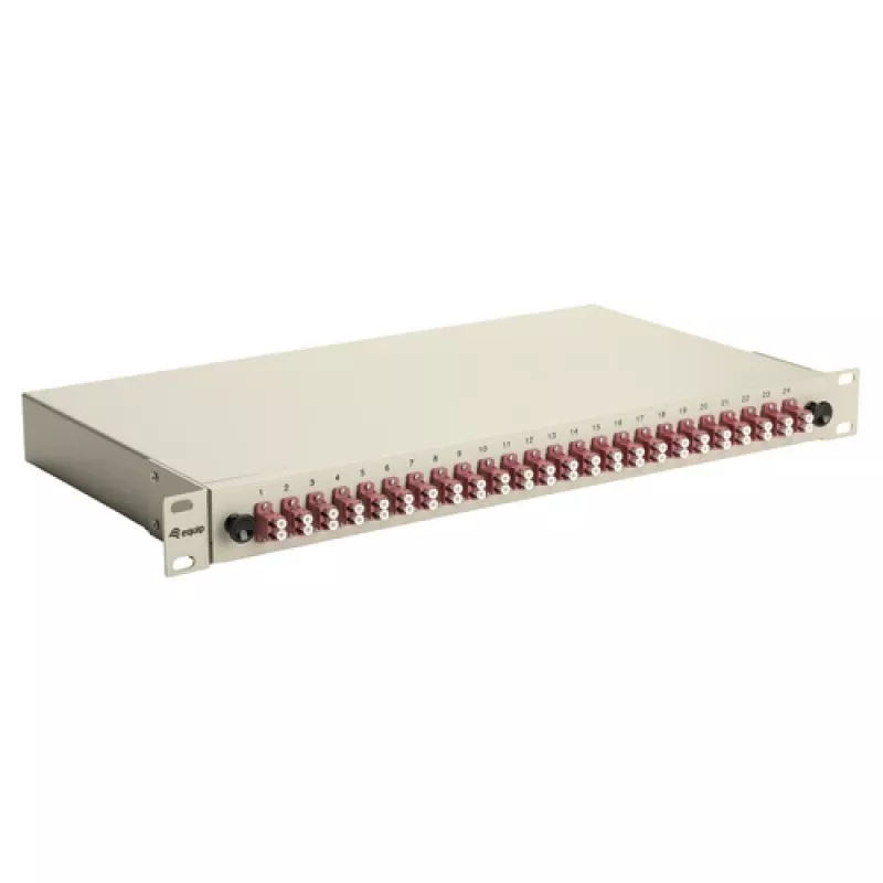 Equip scatola di giunzione in fibra ottica 24 porte, LC Duplex, OM4, 1U, preassemblata, grigio