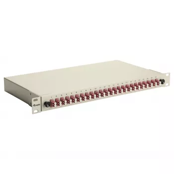 Equip scatola di giunzione in fibra ottica 24 porte, LC Duplex, OM4, 1U, preassemblata, grigio