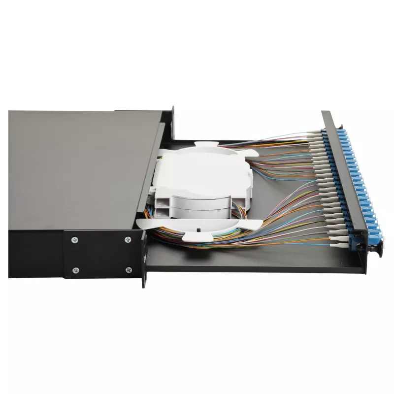 Equip scatola di giunzione in fibra ottica 24 porte, LC Duplex, OS2, 1U, preassemblata, nero