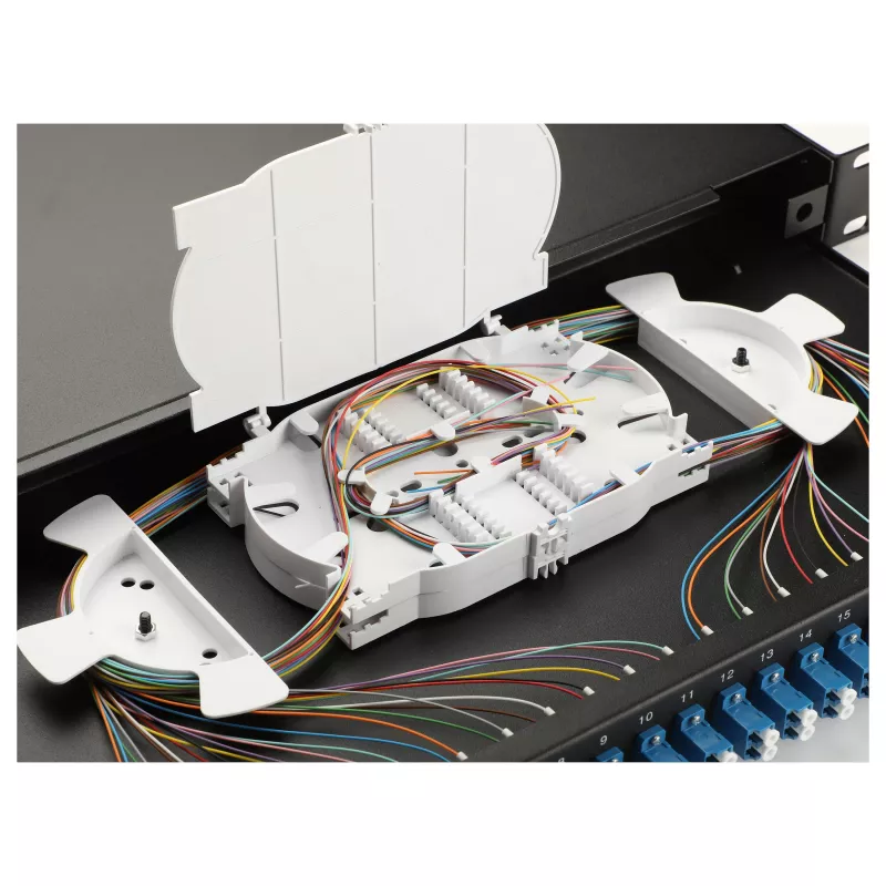 Equip scatola di giunzione in fibra ottica 24 porte, LC Duplex, OS2, 1U, preassemblata, nero