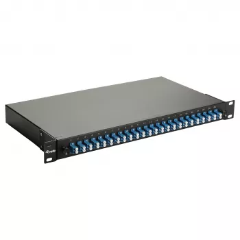 Equip scatola di giunzione in fibra ottica 24 porte, LC Duplex, OS2, 1U, preassemblata, nero