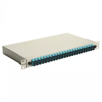 Equip scatola di giunzione in fibra ottica 24 porte, SC Duplex, OM3, 1U, completamente equipaggiata, grigio