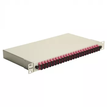 Equip Scatola di giunzione in fibra ottica 24 porte SC Duplex OM4 1U rackmount, equipaggiata, Grigio