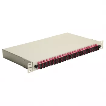 Equip Scatola di giunzione in fibra ottica 24 porte SC Duplex OM4 1U rackmount, equipaggiata, Grigio