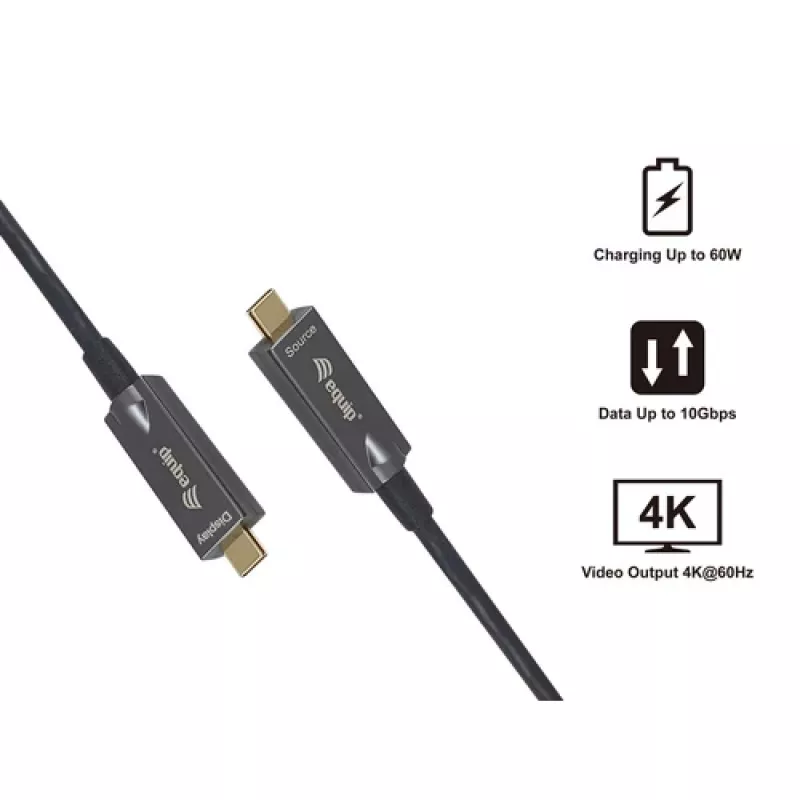 EQUIP 578203 cavo ottico attivo USB-C a USB-C 7,5 m 4K@60Hz 10Gbit/s PD 60 W nero