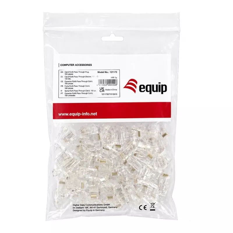 Equip Cat6 RJ45 UTP kit connettori non schermati (100 pezzi) - trasparente