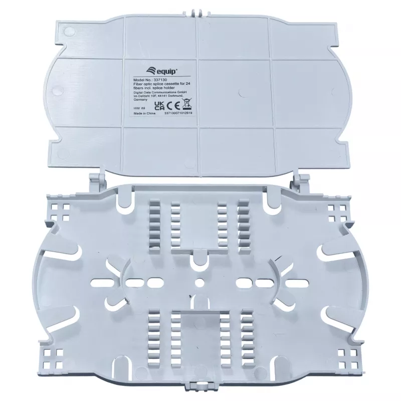 Equip cassetta di giunzione in fibra ottica 2x12 – vassoio, coperchio e 2 supporti per fibre