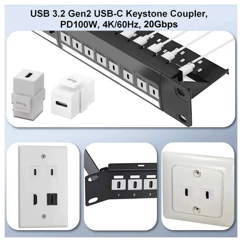 Equip Keystone Coupler USB 3.2 Gen 2 USB-C a USB-C femmina a femmina, bianco