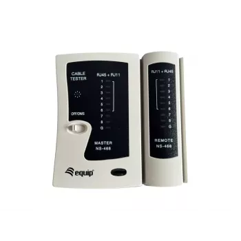 Equip tester per cavi twisted pair, RJ-11, RJ-12, RJ-45, test di cortocircuito, test di trasmissione, bianco, TX/RX, CE, RoHS