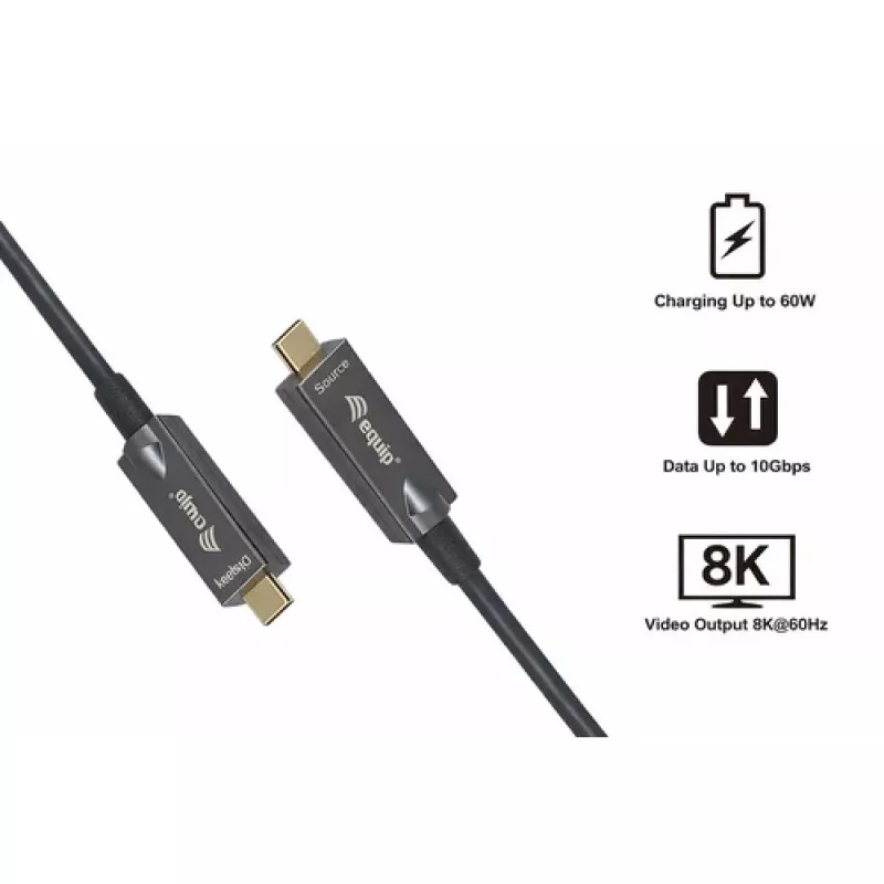 EQUIP cavo ottico attivo USB-C su C 7,5 m 8K 60 Hz PD 60 W 10 Gbit/s nero