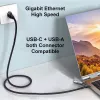 Equip adattatore USB-C + USB-A a RJ45 Gigabit Ethernet, 5 m, nero