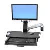 Ergotron 45-260-026 Track Mount Kit, supporto monitor regolabile in altezza con ripiano per tastiera, ripiano estraibile per mouse, poggiapolsi e supporto per lettore di codici a barre, per LCD fino a 24 pollici, VESA 75/100 mm, alluminio lucidato