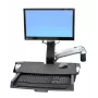 Ergotron 45-260-026 Track Mount Kit, supporto monitor regolabile in altezza con ripiano per tastiera, ripiano estraibile per mouse, poggiapolsi e supporto per lettore di codici a barre, per LCD fino a 24 pollici, VESA 75/100 mm, alluminio lucidato