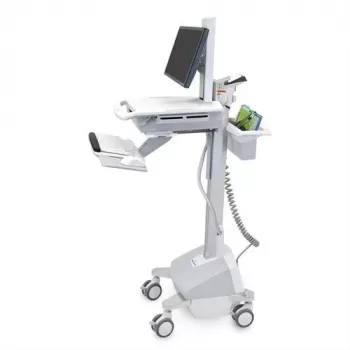 Ergotron carrello mobile per workstation medicale per display LCD / apparecchiature PC - alimentato a batteria LiFe, EU - medicale - plastica, alluminio, acciaio zincato - grigio, bianco, alluminio lucidato - dimensione schermo: fino a 22 pollici
