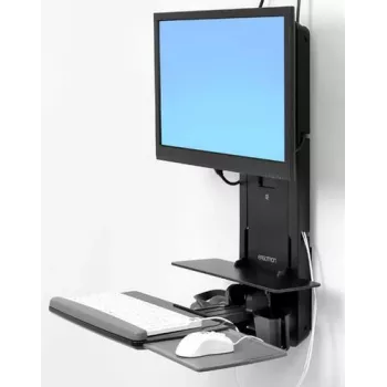 Ergotron Sit-Stand Vertical Lift, Patient Room - kit di montaggio (poggiapolsi, supporto mouse, guida verticale regolabile, supporto lettore barcode, ripiano tastiera, braccio monitor, ripiano mouse estraibile)