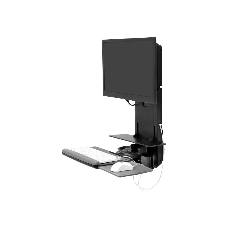 Ergotron Sit-Stand Vertical Lift, Patient Room - kit di montaggio (poggiapolsi, supporto mouse, guida verticale regolabile, supporto lettore barcode, ripiano tastiera, braccio monitor, ripiano mouse estraibile)