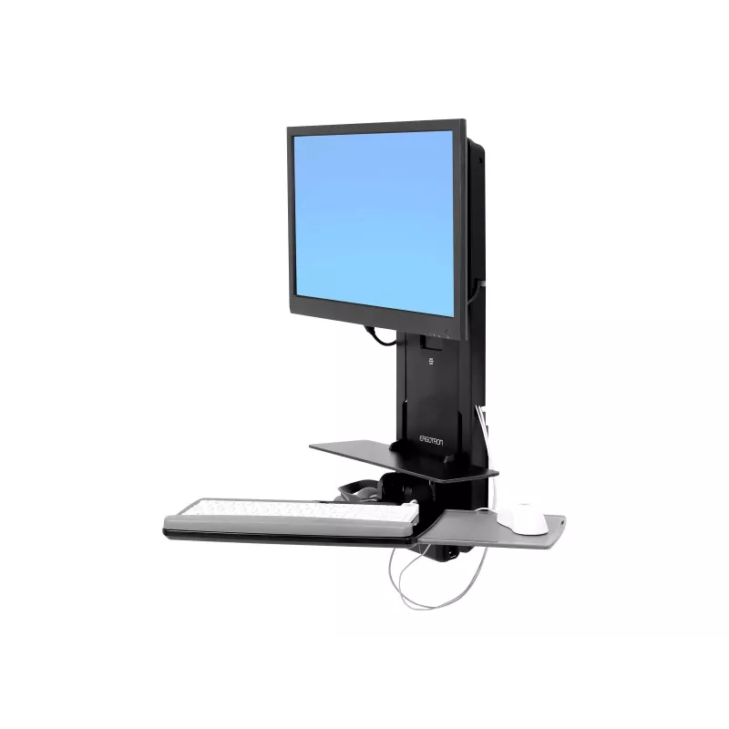 Ergotron Sit-Stand Vertical Lift, Patient Room - kit di montaggio (poggiapolsi, supporto mouse, guida verticale regolabile, supporto lettore barcode, ripiano tastiera, braccio monitor, ripiano mouse estraibile)