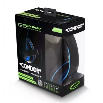 Cuffie gaming con filo Esperanza EGH300B con microfono, over-ear, nero e blu