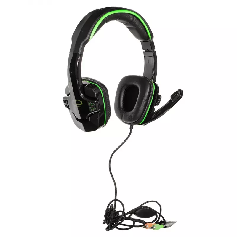 Cuffie gaming Esperanza EGH310G con microfono ad archetto, con filo, jack 3,5 mm, nero e verde
