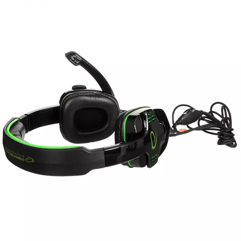 Cuffie gaming Esperanza EGH310G con microfono ad archetto, con filo, jack 3,5 mm, nero e verde
