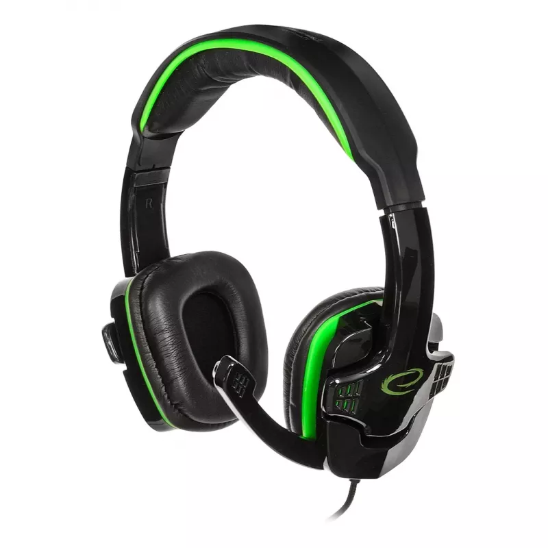 Cuffie gaming Esperanza EGH310G con microfono ad archetto, con filo, jack 3,5 mm, nero e verde