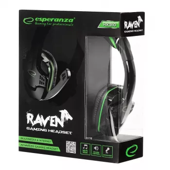 Cuffie gaming Esperanza EGH310G con microfono ad archetto, con filo, jack 3,5 mm, nero e verde
