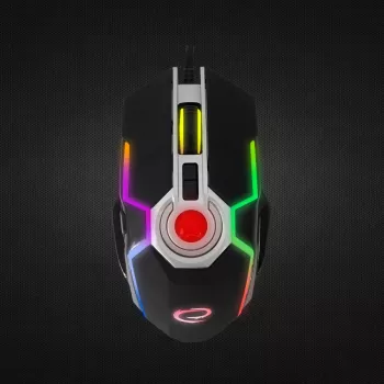 Esperanza EGM701 Mangora mouse da gaming con filo 8D, illuminazione RGB, 7200 DPI, sensore ottico, 6 tasti, cavo intrecciato, per destrimani, nero