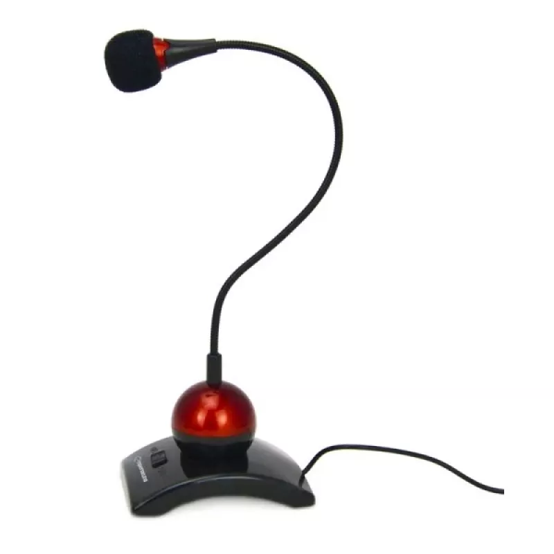 Esperanza EH130 Microfono per PC, a condensatore, omnidirezionale, jack 3,5 mm, nero/rosso