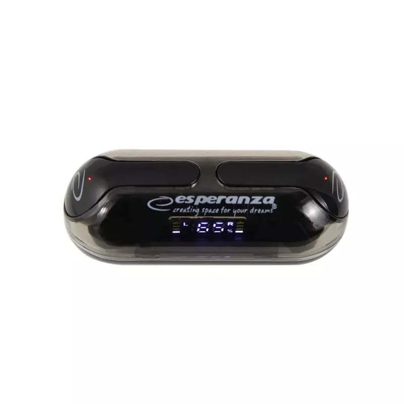 Esperanza EH239K Cuffie in-ear True Wireless Stereo Bluetooth con custodia di ricarica, controllo touch, microfono integrato, nero