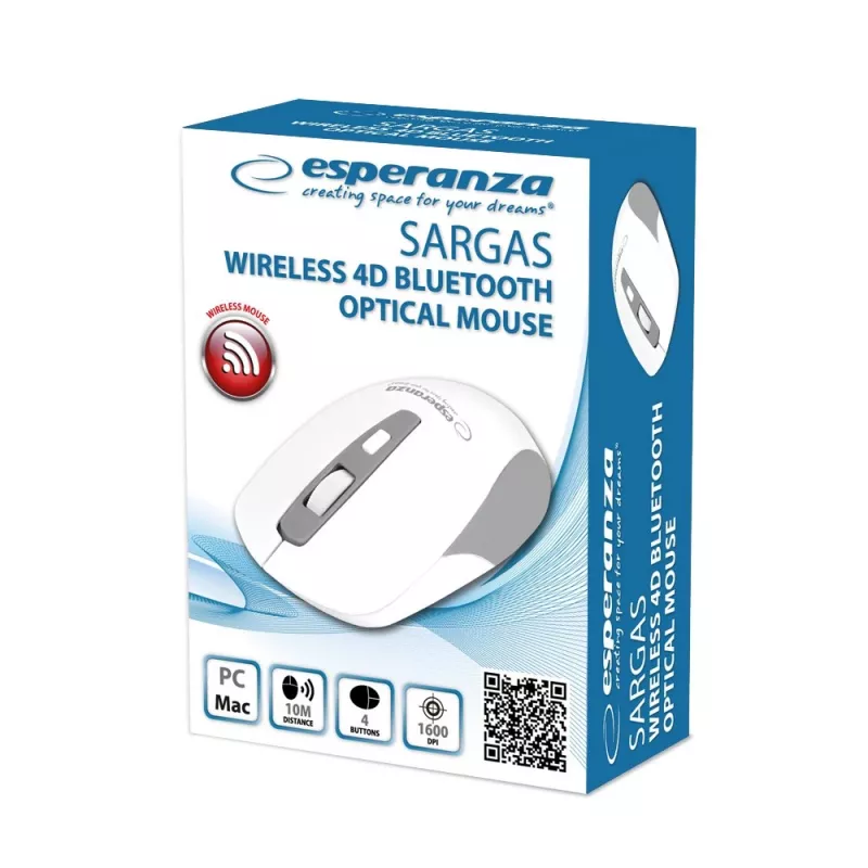 Esperanza EM130W mouse wireless Bluetooth 4D, bianco