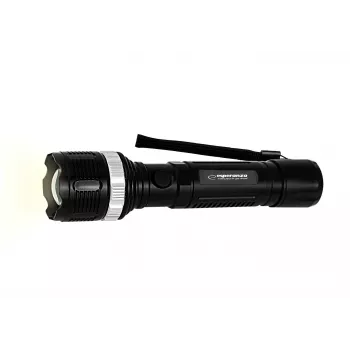 Esperanza Epione L torcia a mano nera LED, 80 lm, fascio 100 m, alluminio, resistente agli schizzi