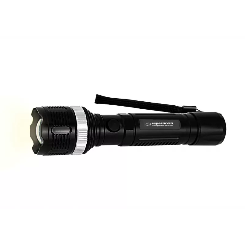 Esperanza Epione L torcia a mano nera LED, 80 lm, fascio 100 m, alluminio, resistente agli schizzi
