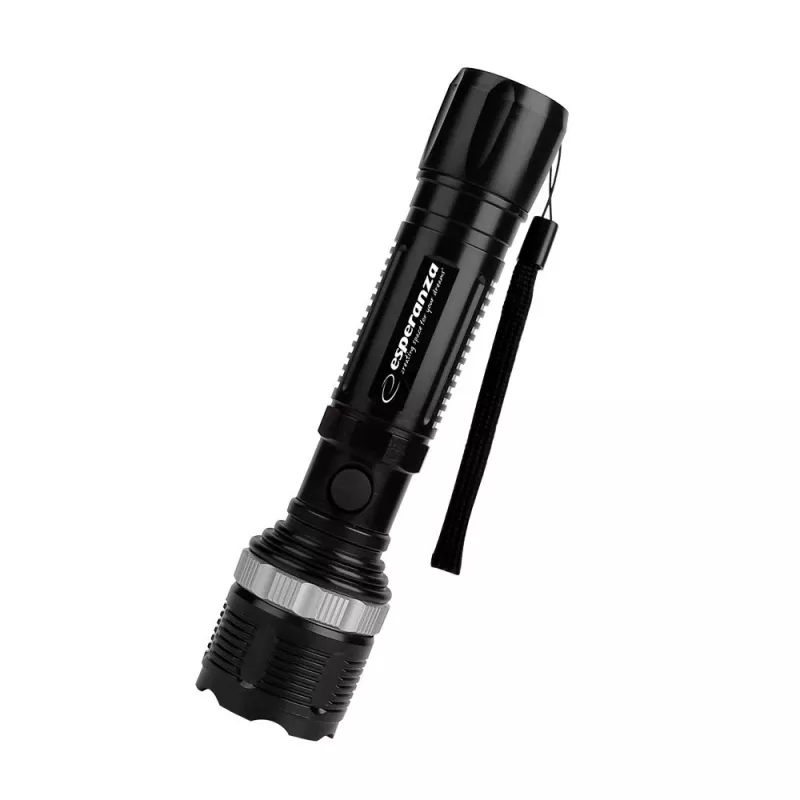 Esperanza Epione L torcia a mano nera LED, 80 lm, fascio 100 m, alluminio, resistente agli schizzi