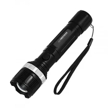 Esperanza Epione L torcia a mano nera LED, 80 lm, fascio 100 m, alluminio, resistente agli schizzi