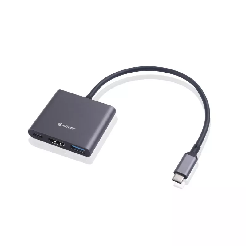 ESTUFF hub multiporta USB-C AV (USB-C, 7-in-1, HDMI 4K60, 2x USB-A 3.0, USB-C PD 60W, Gigabit Ethernet, SD/MicroSD)
