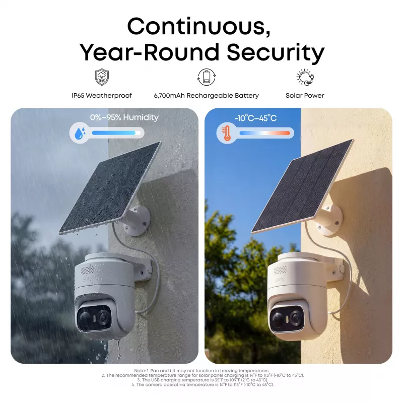 eufy eufyCam C36 solo Telecamera di sicurezza solare wireless 4K UHD, bianco