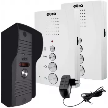 EURA ADP-51A3 DIFESA Citofono audio per 1 famiglia con 2 cornette, bianco