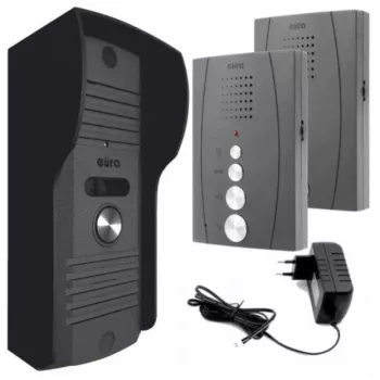 EURA ADP-51A3 DIFESA kit citofono audio - 1 famiglia, 2 citofoni, intercom, grafite
