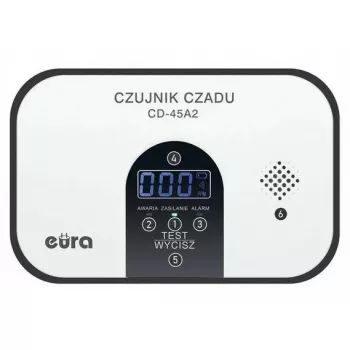 EURA CD-45A2 rilevatore di monossido di carbonio autonomo, a batteria, display LCD